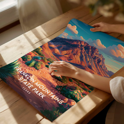 Franklin Mountains State Park, Texas Poster | Desert Peaks & Desert Sky Wall Art — giclée print detail on matte paper