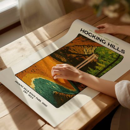 Hocking Hills Poster | Ash Cave Ohio State Park Wall Art
