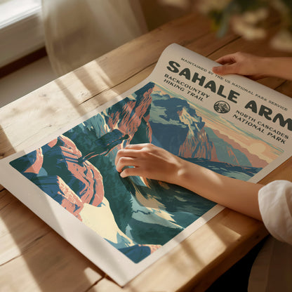 Sahale Arm, North Cascades National Park Poster | Hiker Gift | Backcountry Trail Wall Art — giclée print detail on matte pape
