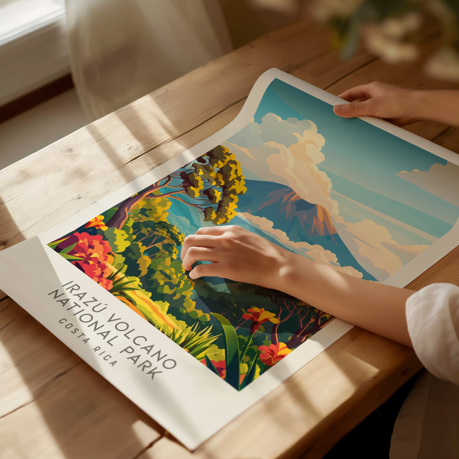 Irazú Volcano National Park Matte Border Poster | Costa Rica Travel Wall Art — giclée print detail on matte paper