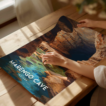 Marengo Cave, Indiana Poster | Underground Adventure Destination Print Wall Art — giclée print detail on matte paper