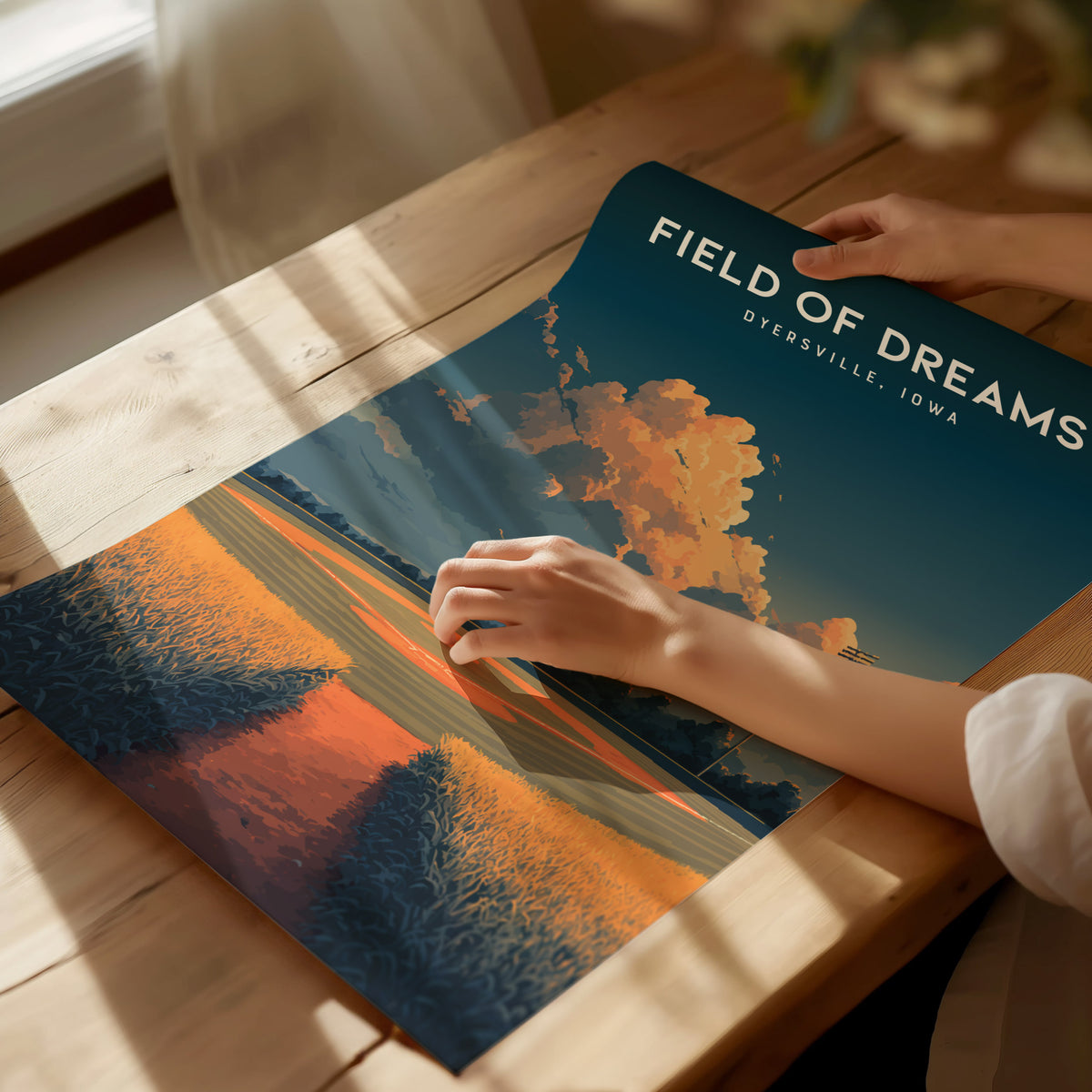 Field of Dreams, Dyersville, Iowa Poster | Vintage Ballfield Nostalgia Destination Print Wall Art — giclée print detail on ma