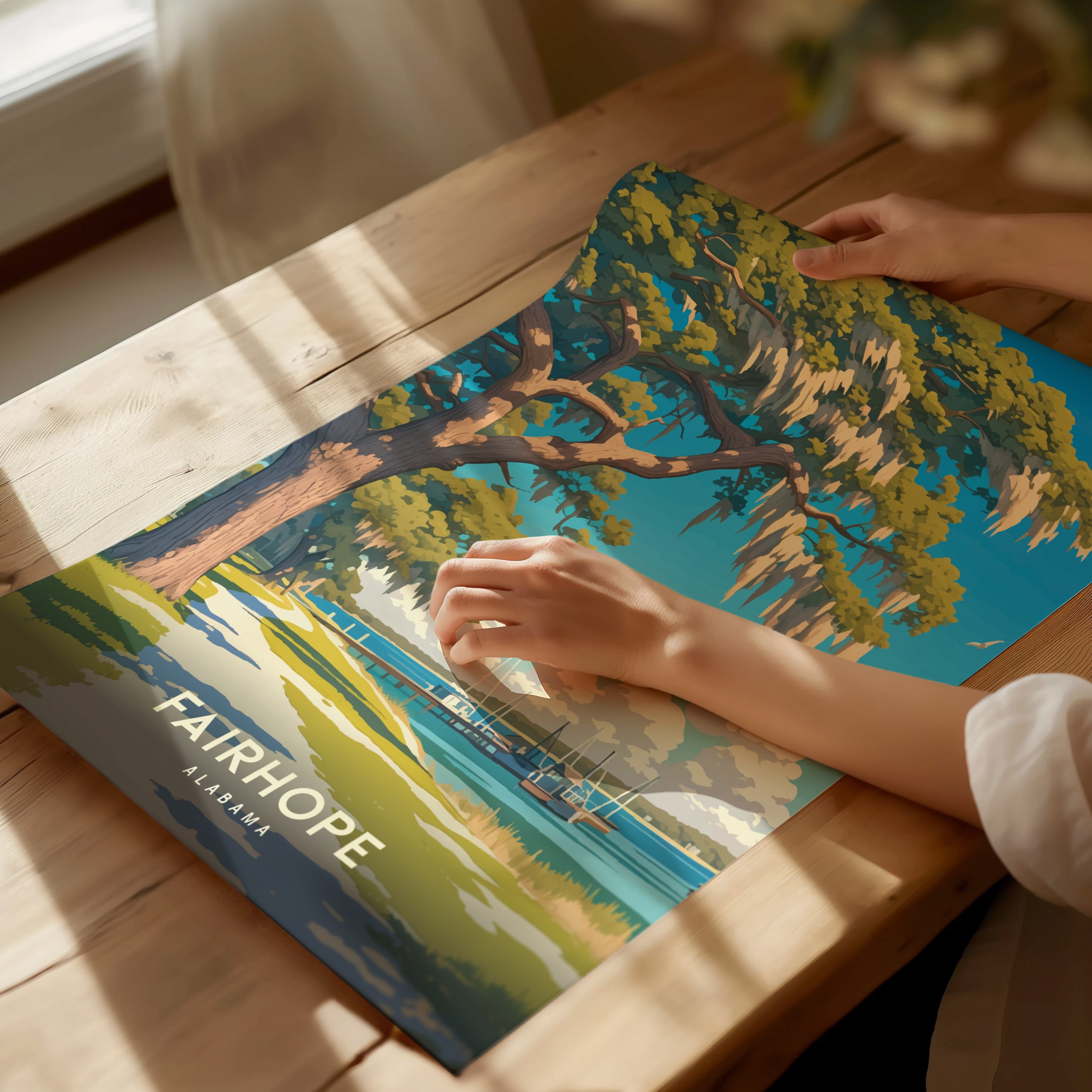 Fairhope Alabama Poster | Southern Coastal Wall Art | Framed or