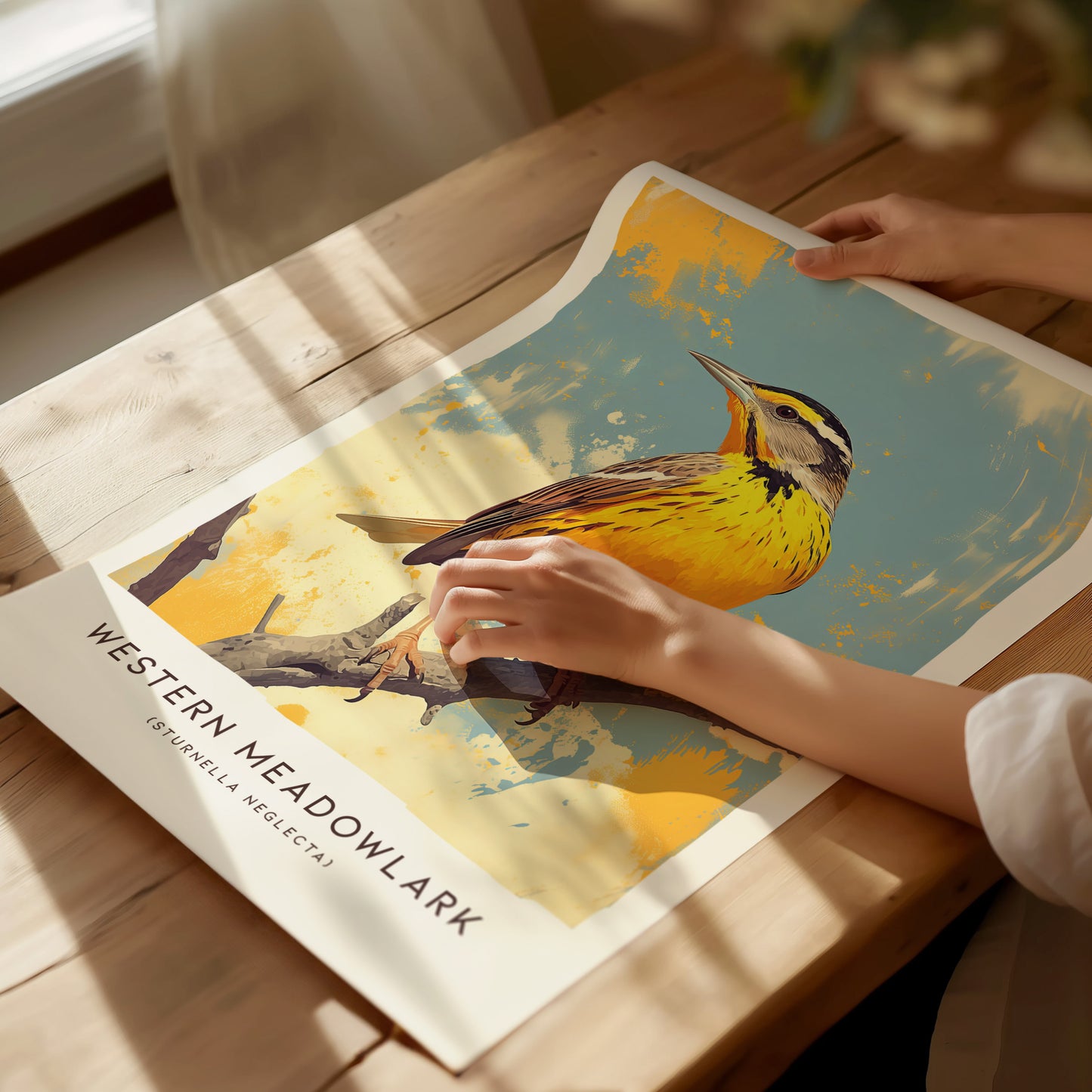 Western Meadowlark Poster | Official State Bird Prairie Songbird Art