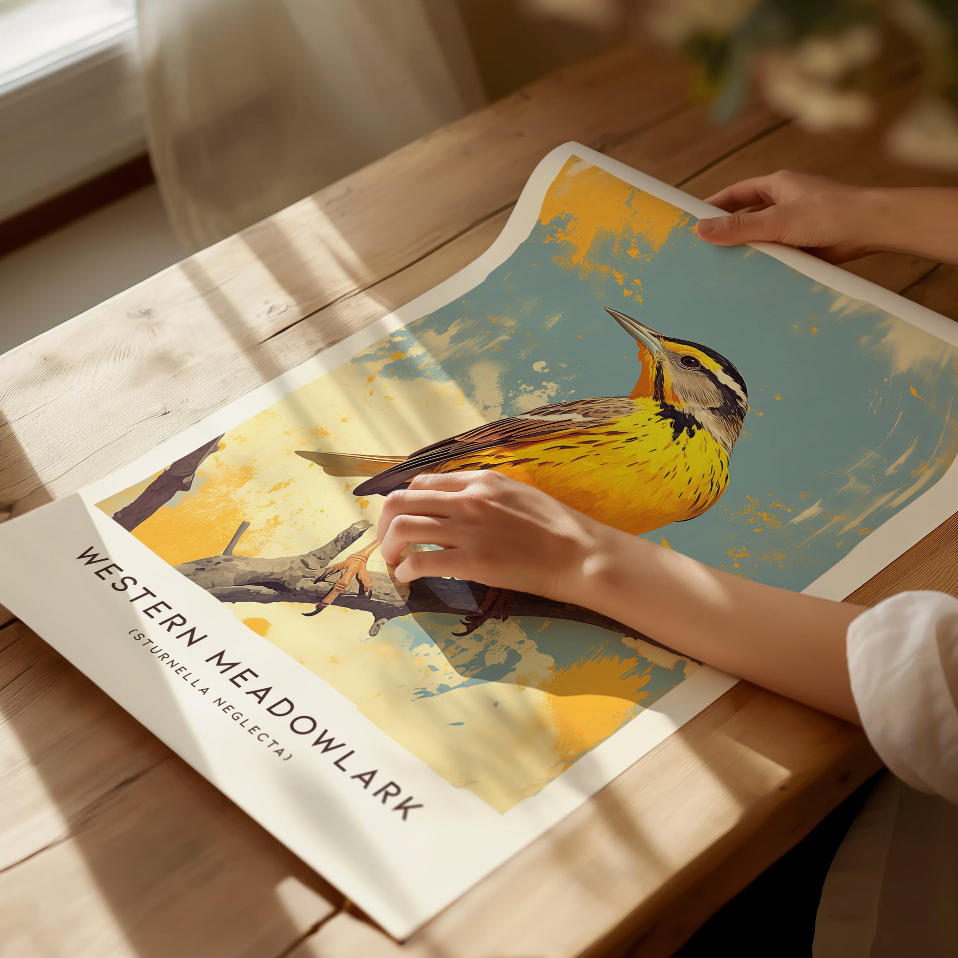 Western Meadowlark Poster | Official State Bird Prairie Songbird Art