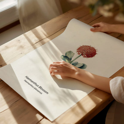 Haemanthus Blossom Poster | Haemanthus lykosensis Pen and Ink Print Vintage Botanical Illustration — giclée print detail on m
