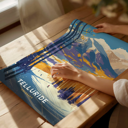 Telluride Poster | Colorado Ski Resort Vintage Rocky Mountain Art Gift