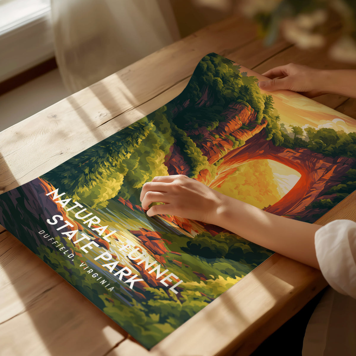 Natural Tunnel State Park, Duffield, Virginia Poster | Appalachian Wonder Destination Print Wall Art — giclée print detail on