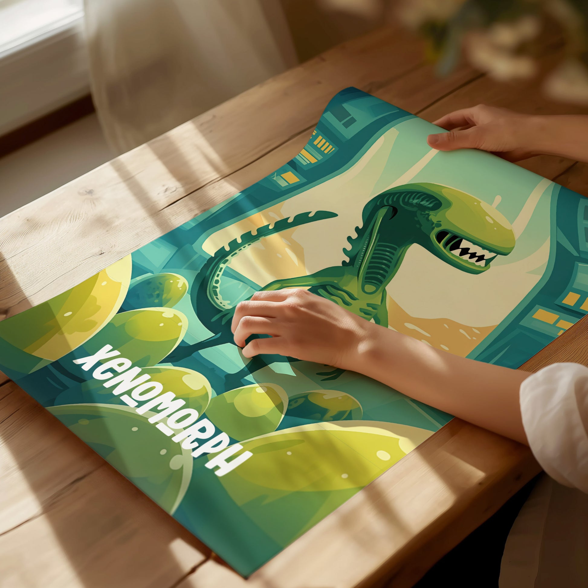 Cute Alien Xenomorph Poster | Kids Room Sci-Fi Creature Wall Art | Framed or Unframed