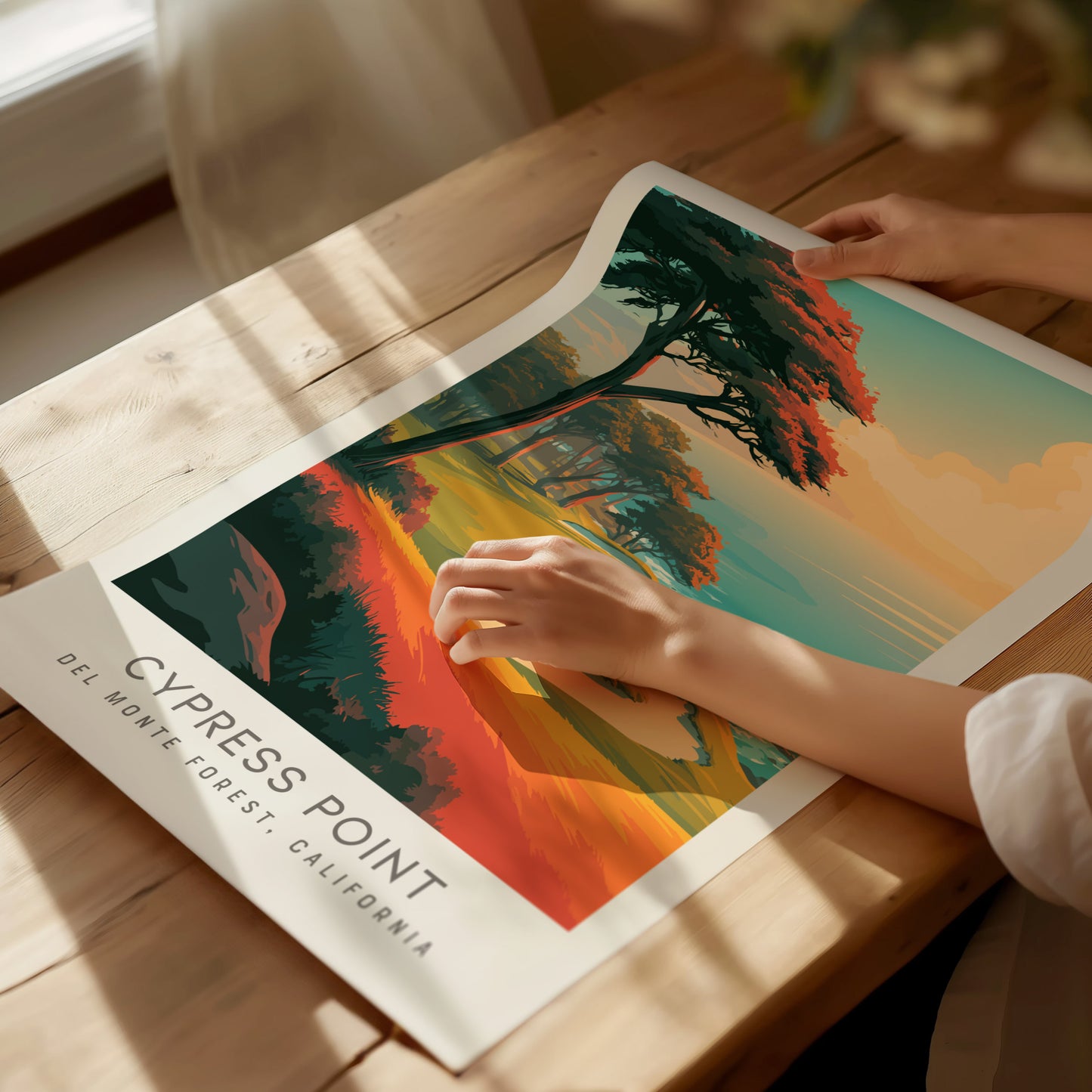 Cypress Point Matte Border Poster | Del Monte Forest, California Golfer Gift Framed or Unframed — giclée print detail on matt