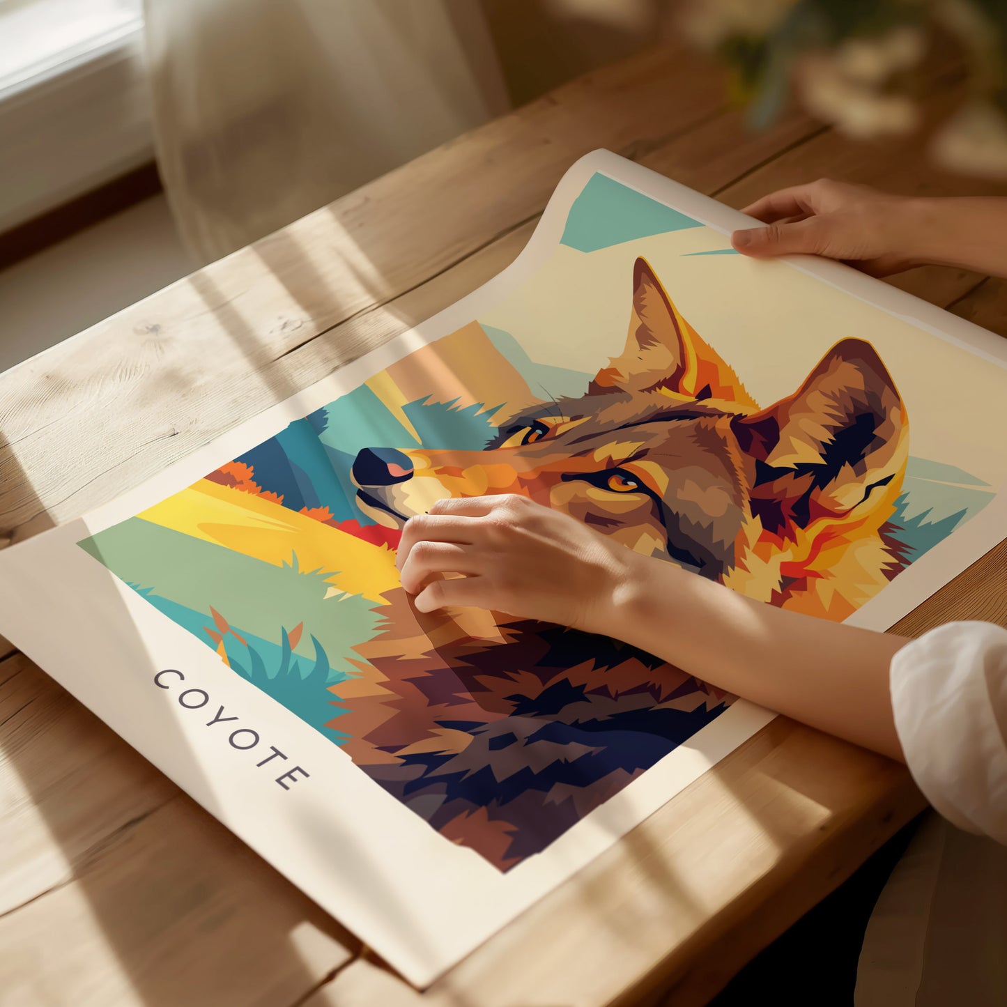 Coyote Poster | Wild Spirit of the Open West Wall Art — giclée print detail on matte paper