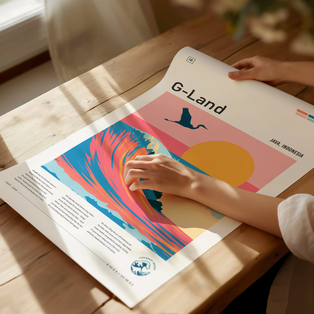 G-Land, Java, Indonesia Poster | Tropical Surf Wave Print Wall Art — giclée print detail on matte paper