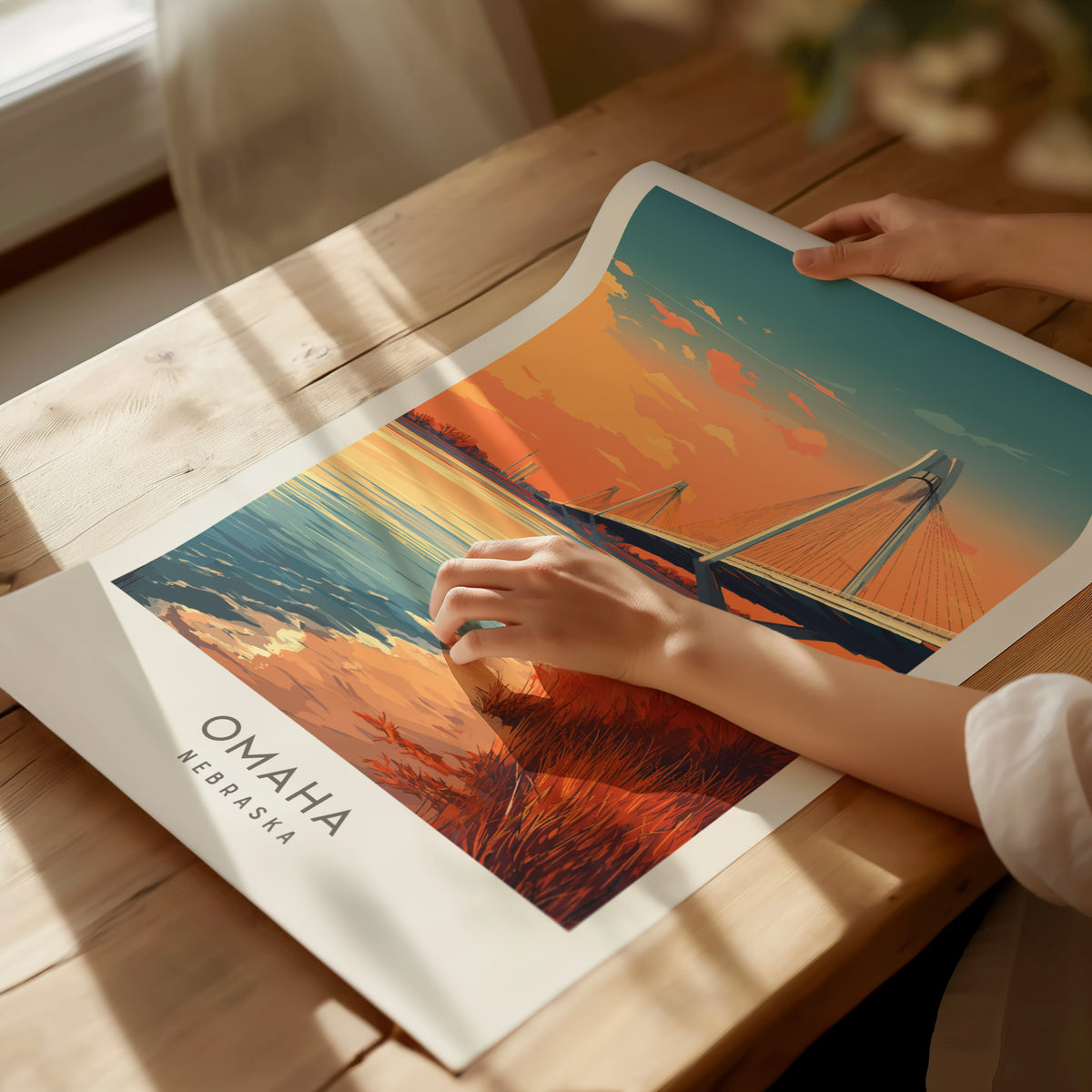 Omaha Matte Border Poster | Nebraska Travel Wall Art — giclée print detail on matte paper