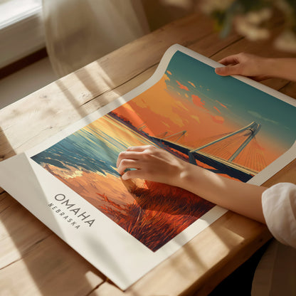 Omaha Matte Border Poster | Nebraska Travel Wall Art — giclée print detail on matte paper