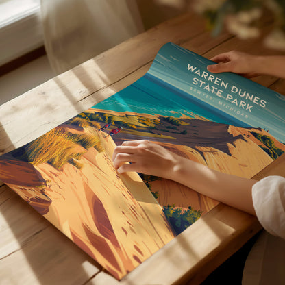 Warren Dunes State Park, Sawyer, Michigan Poster | Coastal Beach Decor Wall Art — giclée print detail on matte paper