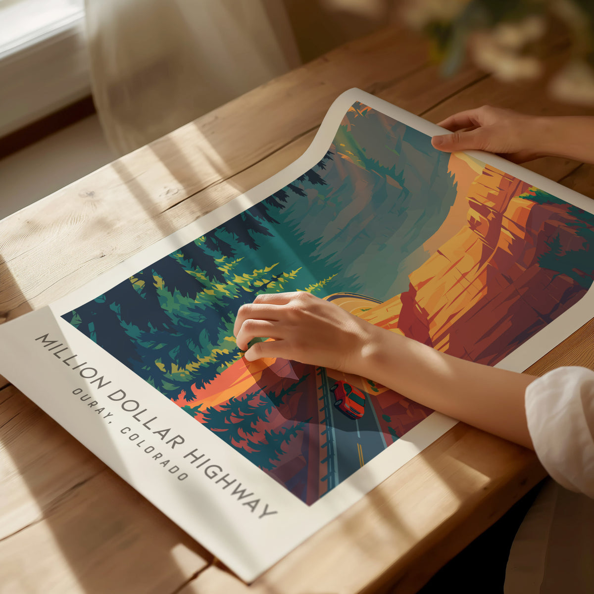 Million Dollar Highway Matte Border Poster | Ouray, Colorado Destination Print — giclée print detail on matte paper