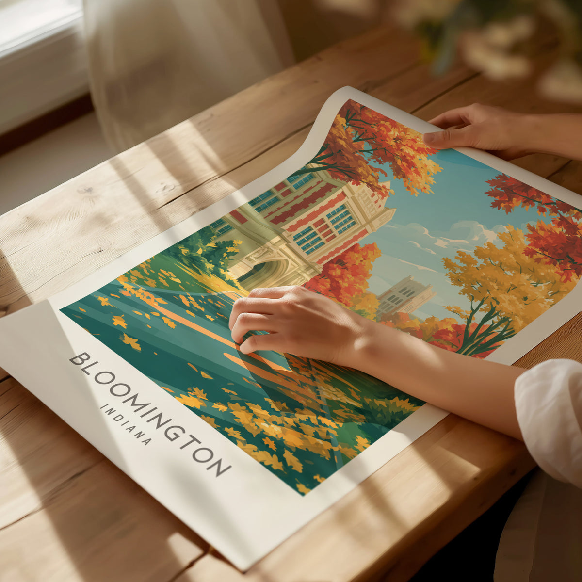 Bloomington Matte Border Poster | Indiana Destination Print Travel Wall Art — giclée print detail on matte paper