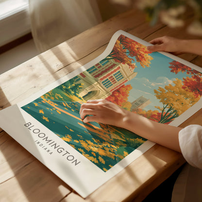 Bloomington Matte Border Poster | Indiana Destination Print Travel Wall Art — giclée print detail on matte paper