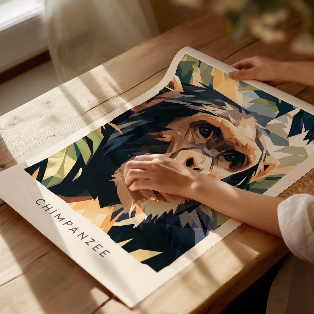 Chimpanzee, Pan troglodytes Poster | Primate Portrait Wildlife Wall Art — giclée print detail on matte paper