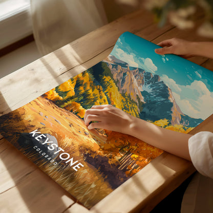 Keystone, Colorado Poster | Snow-Capped Peaks & Ski Village Wall Art — giclée print detail on matte paper