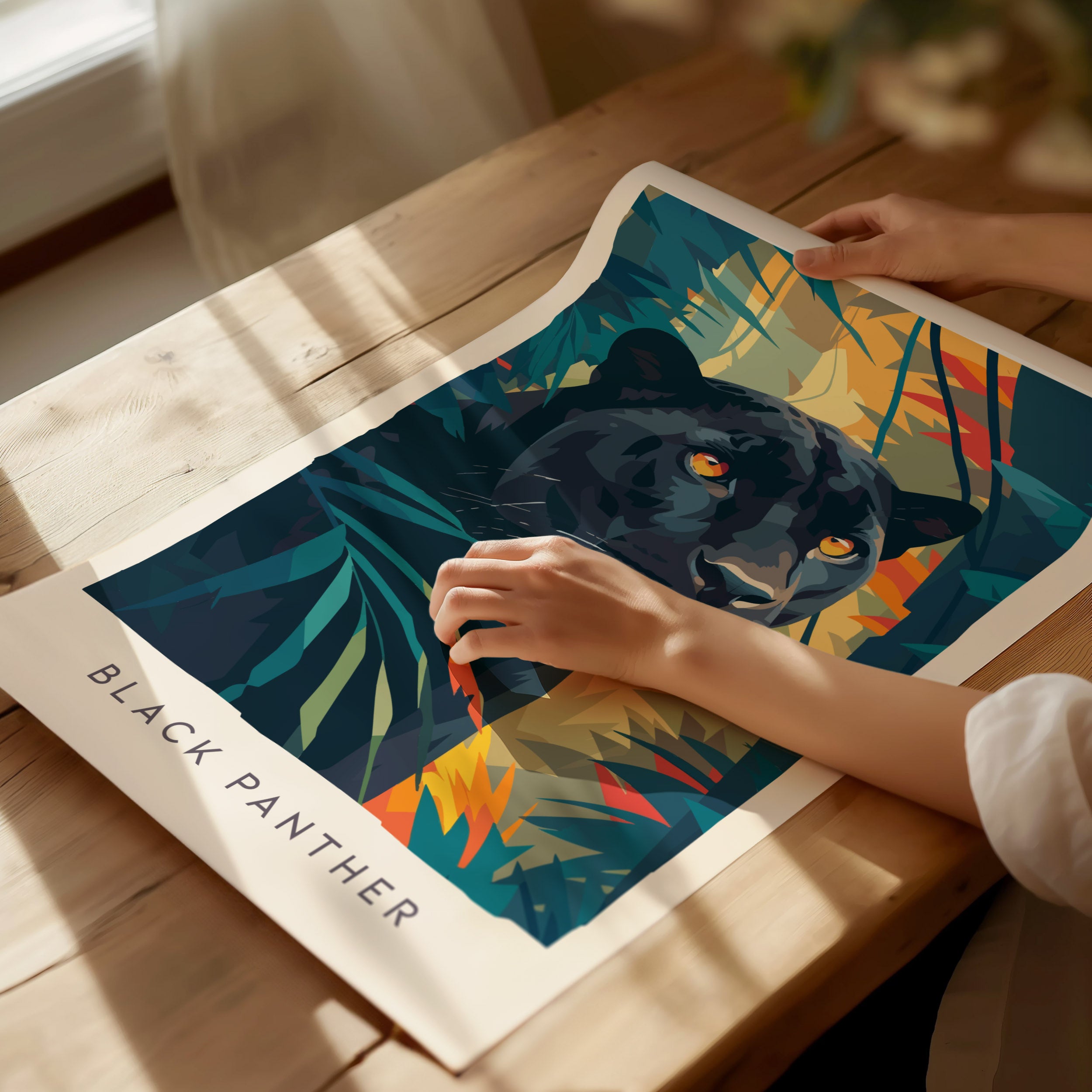 Black Panther Wildlife Poster | Fierce Jungle Cat Fine Wall Art