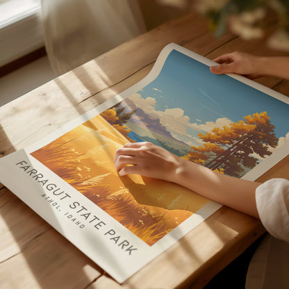 Farragut State Park Matte Border Poster | Athol, Idaho Travel Wall Art — giclée print detail on matte paper