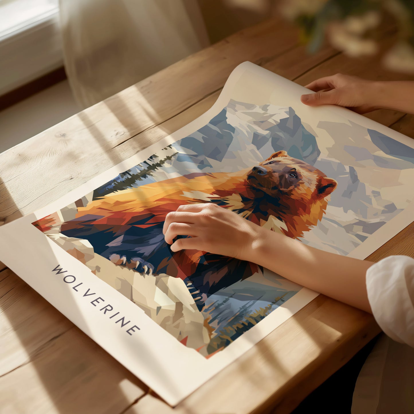 Wolverine, Gulo gulo Poster | Fierce Mountain Wildlife Wall Art — giclée print detail on matte paper