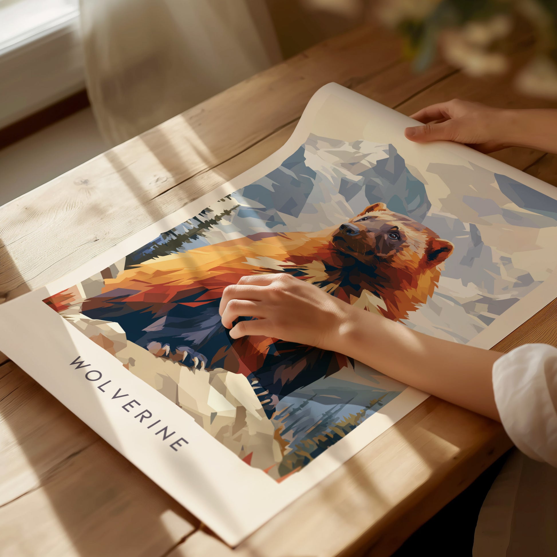 Wolverine, Gulo gulo Poster | Fierce Mountain Wildlife Wall Art — giclée print detail on matte paper