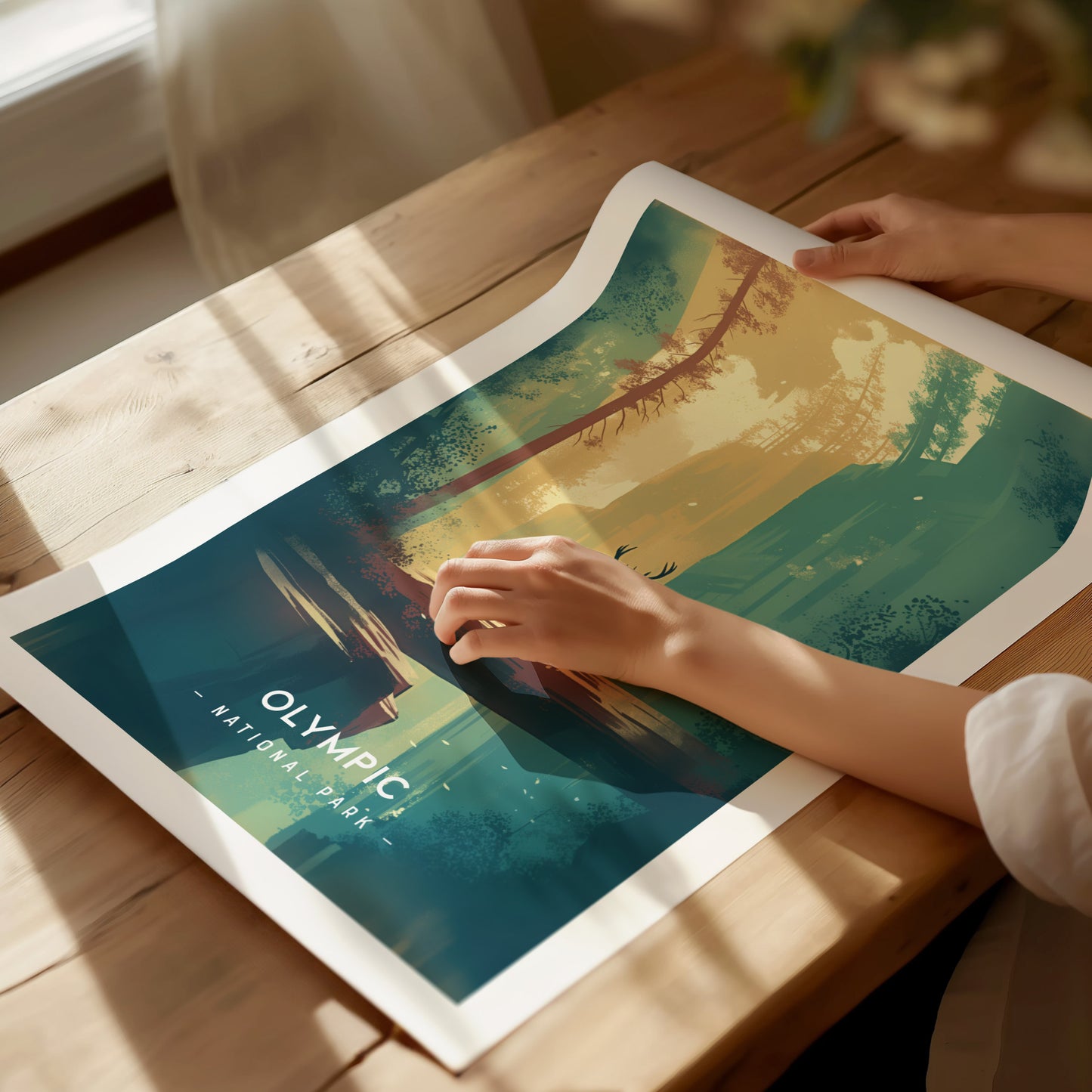 Olympic National Park Minimalist Poster | Pacific Northwest Wall Art Print