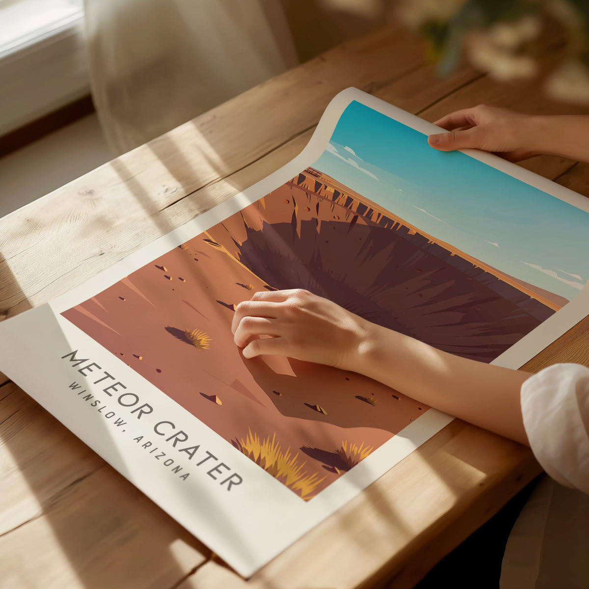 Meteor Crater Matte Border Poster | Winslow, Arizona Destination Print — giclée print detail on matte paper