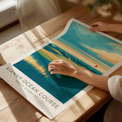 Kiawah Ocean Course Matte Border Poster | South Carolina Golf Wall Art & Framed or Unframed — giclée print detail on matte pa