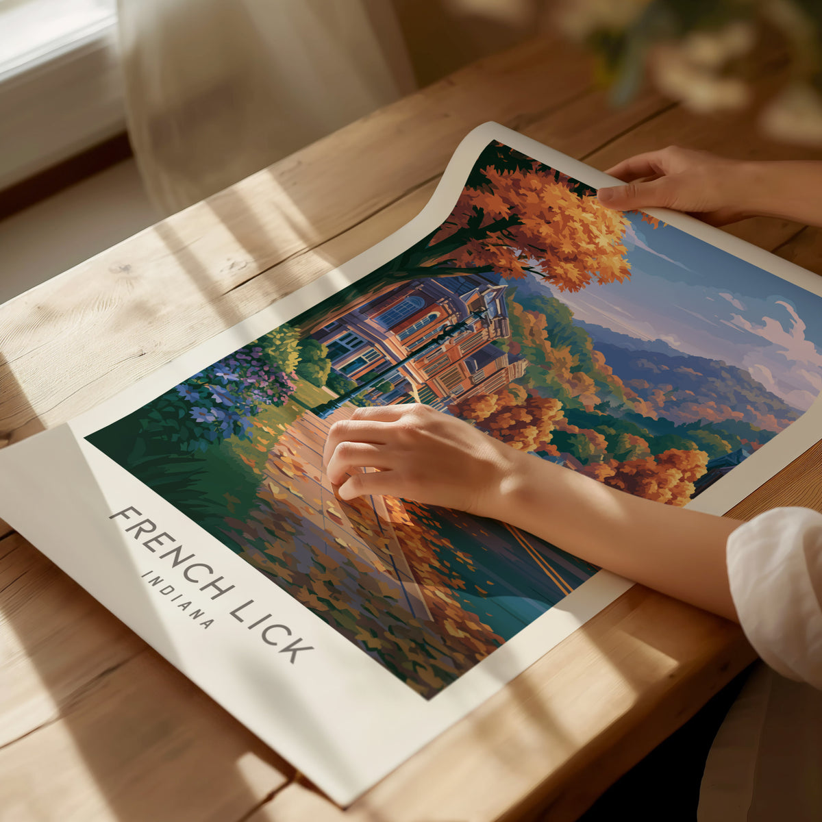 French Lick Matte Border Poster | Indiana Destination Print Travel Wall Art — giclée print detail on matte paper
