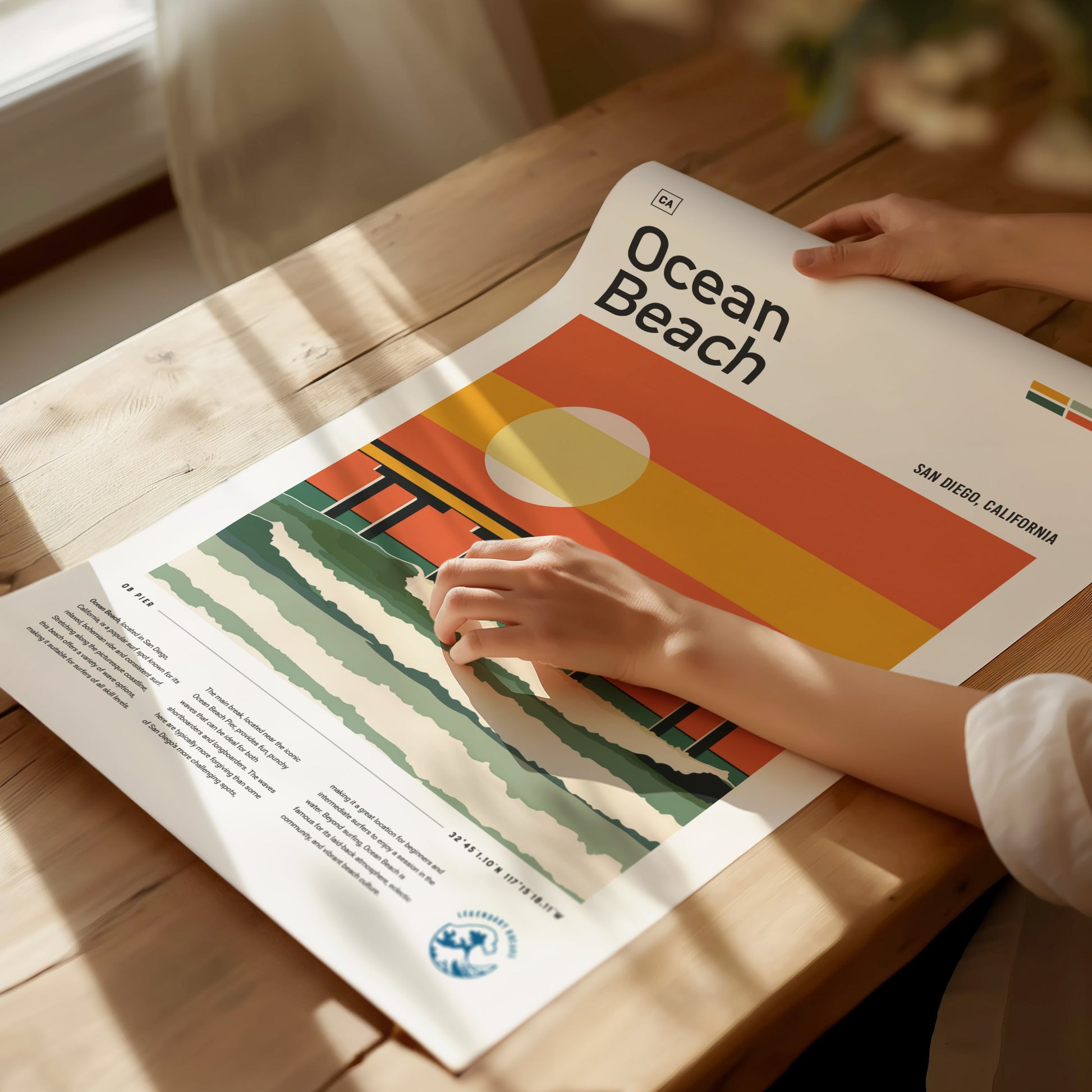 Ocean Beach San Diego Poster | OB Pier Surf Spot Wall Art Print