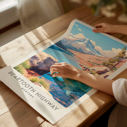 Beartooth Highway Matte Border Poster | Montana Destination Print Travel Wall Art — giclée print detail on matte paper