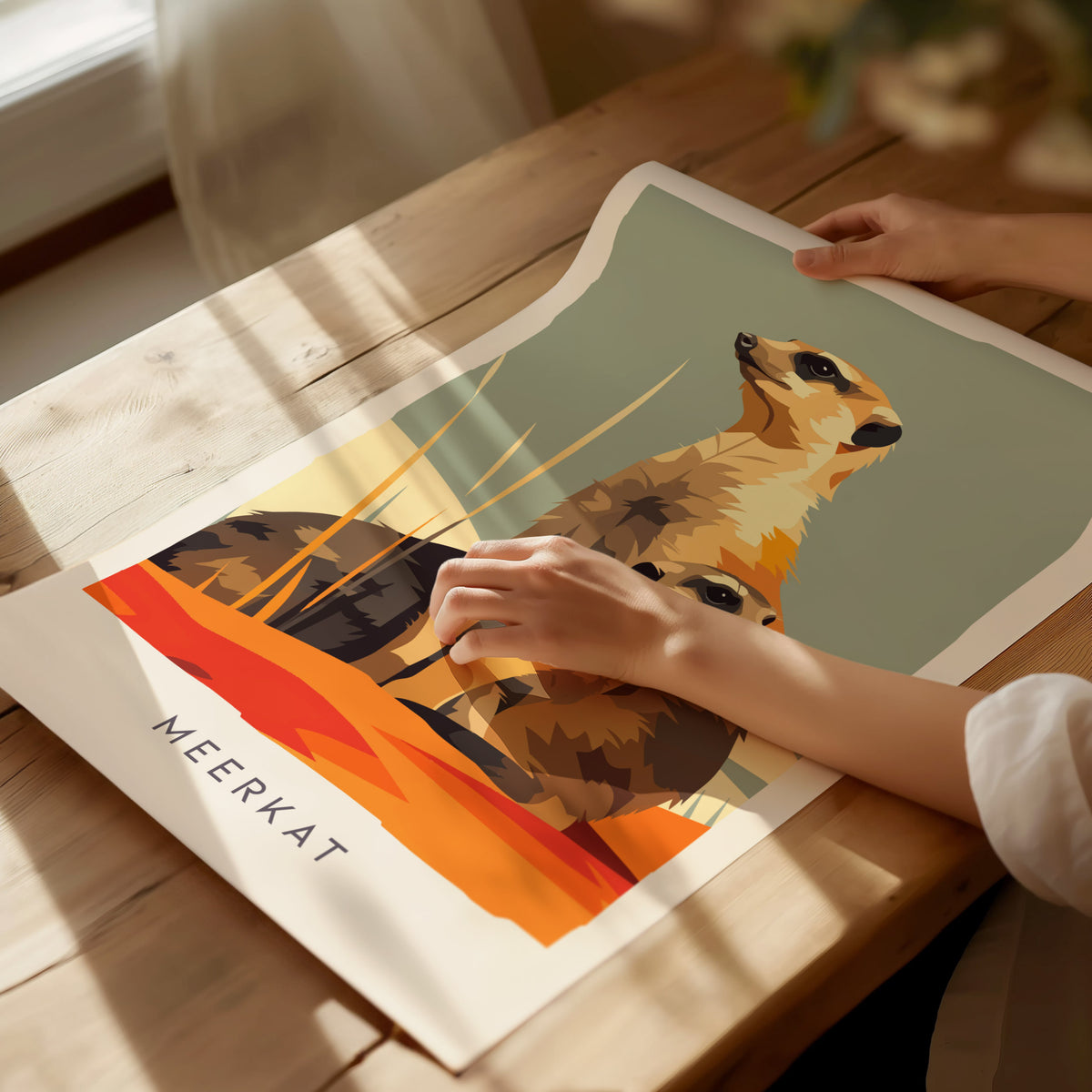 Meerkat, Suricata suricatta Poster | Bold Safari Wildlife Wall Art — giclée print detail on matte paper