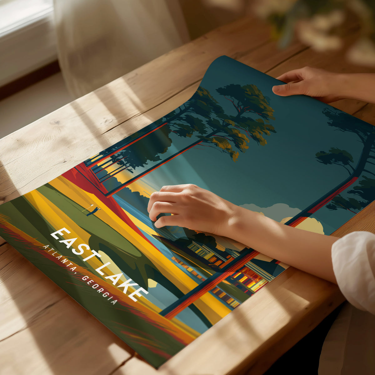 East Lake Golf Club, Atlanta, Georgia Poster | Iconic Fairways & Clubhouse Wall Art — giclée print detail on matte paper