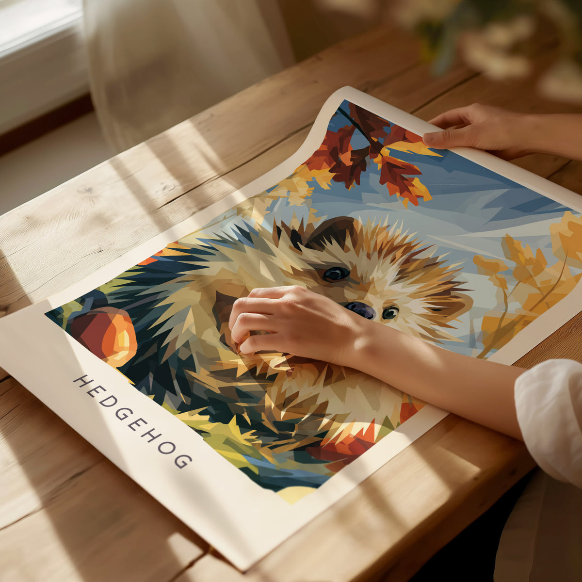 Hedgehog, Erinaceus europaeus Poster | Woodland Wildlife Wall Art — giclée print detail on matte paper
