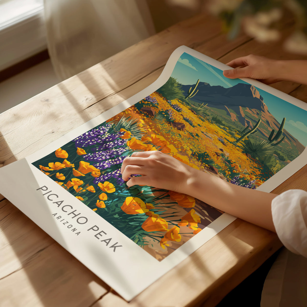 Picacho Peak Matte Border Poster | Arizona Travel Wall Art — giclée print detail on matte paper