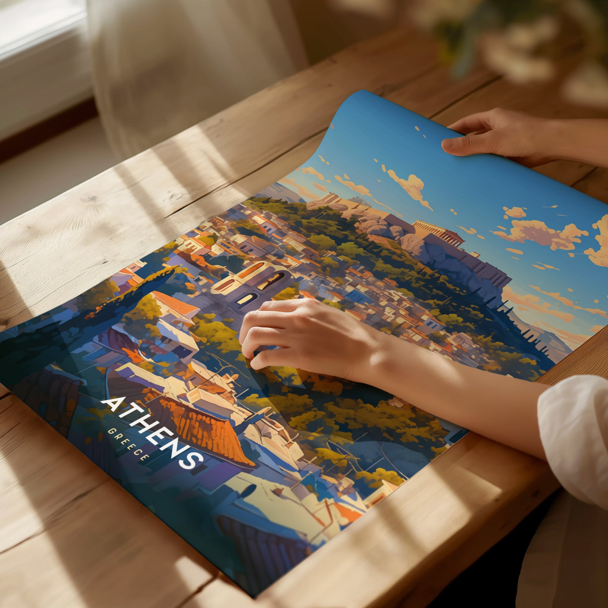 Athens Greece Acropolis & Parthenon Poster | Historic Europe Travel Print Wall Art