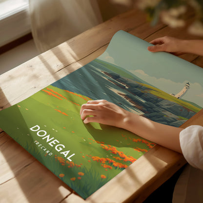 Donegal, Ireland Poster | Rugged Cliffs & Celtic Coast Wall Art — giclée print detail on matte paper