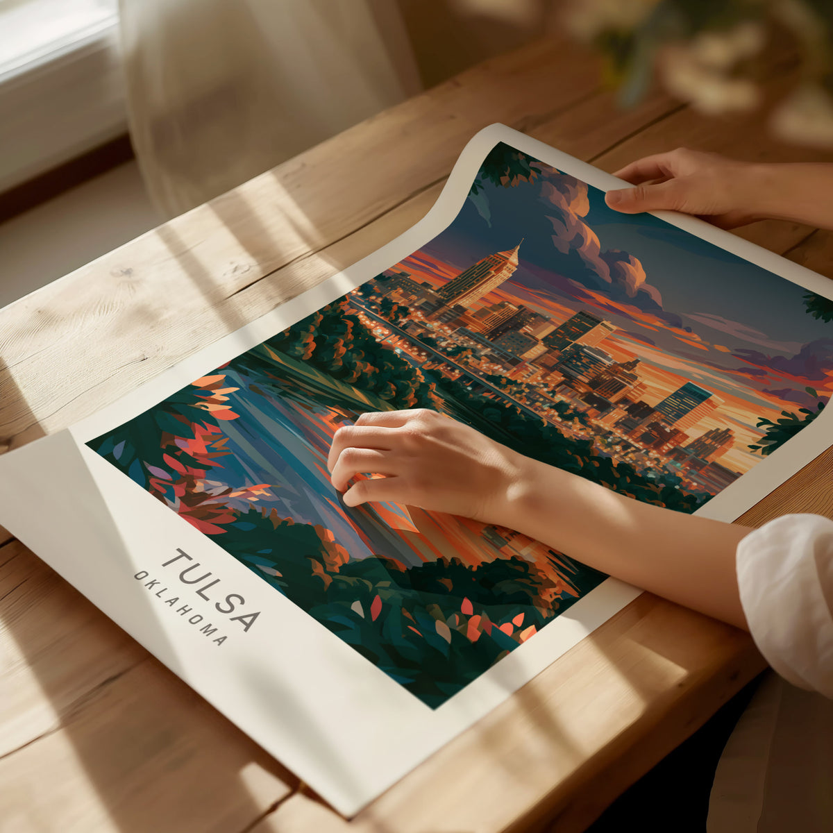 Tulsa Matte Border Poster | Oklahoma Destination Print Travel Wall Art — giclée print detail on matte paper