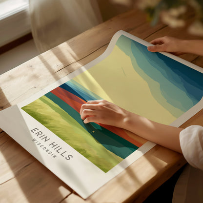 Erin Hills Matte Border Poster | Wisconsin Travel Wall Art — giclée print detail on matte paper