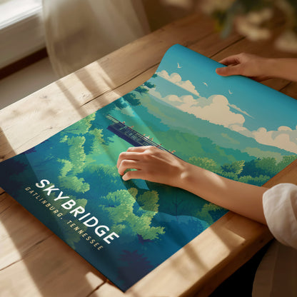 Gatlinburg SkyBridge Poster | Great Smoky Mountains Hiker Wall Art | Framed or Unframed