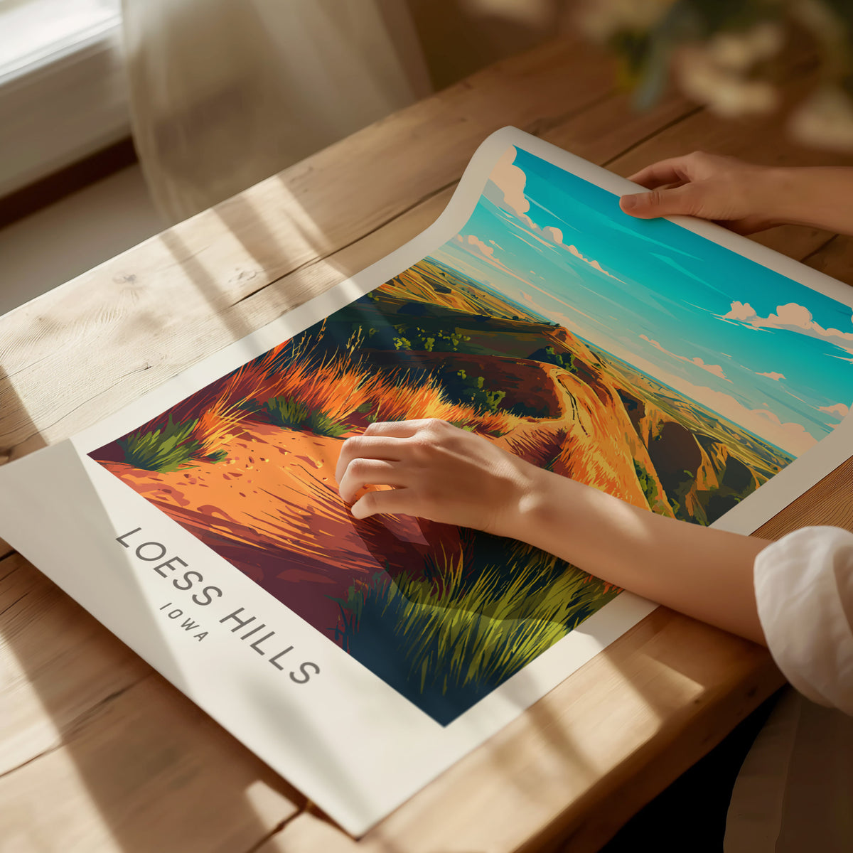 Loess Hills Matte Border Poster | Iowa Travel Wall Art — giclée print detail on matte paper