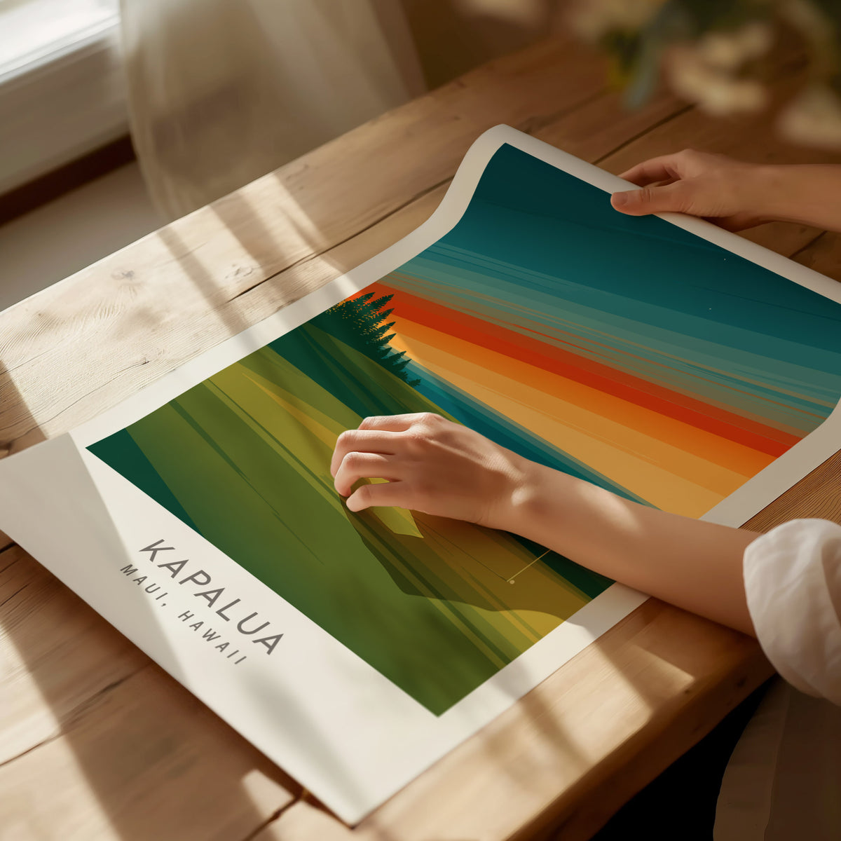 Kapalua Matte Border Poster | Maui, Hawaii Golf Course Print Travel Wall Art — giclée print detail on matte paper
