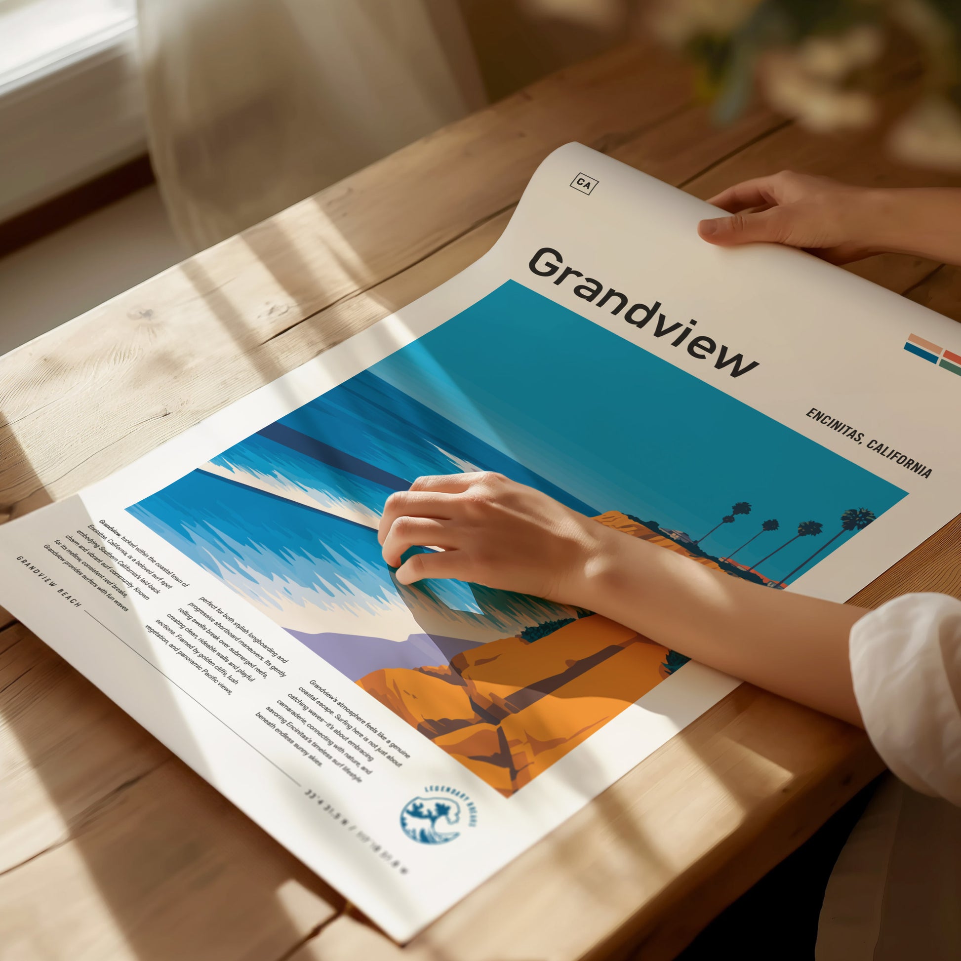 Grandview Surf Spot Poster | Encinitas California Surfer Wall Art