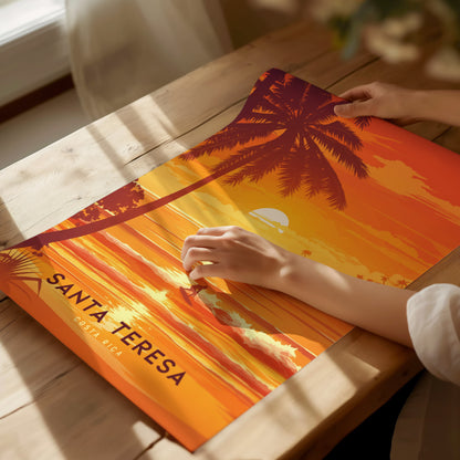 Santa Teresa Costa Rica Poster | Surf Art | Pura Vida Beach Sunset Print
