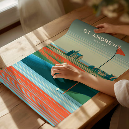 St Andrews Old Course, Scotland Poster | Links Poster Golfer Gift Wall Art — giclée print detail on matte paper