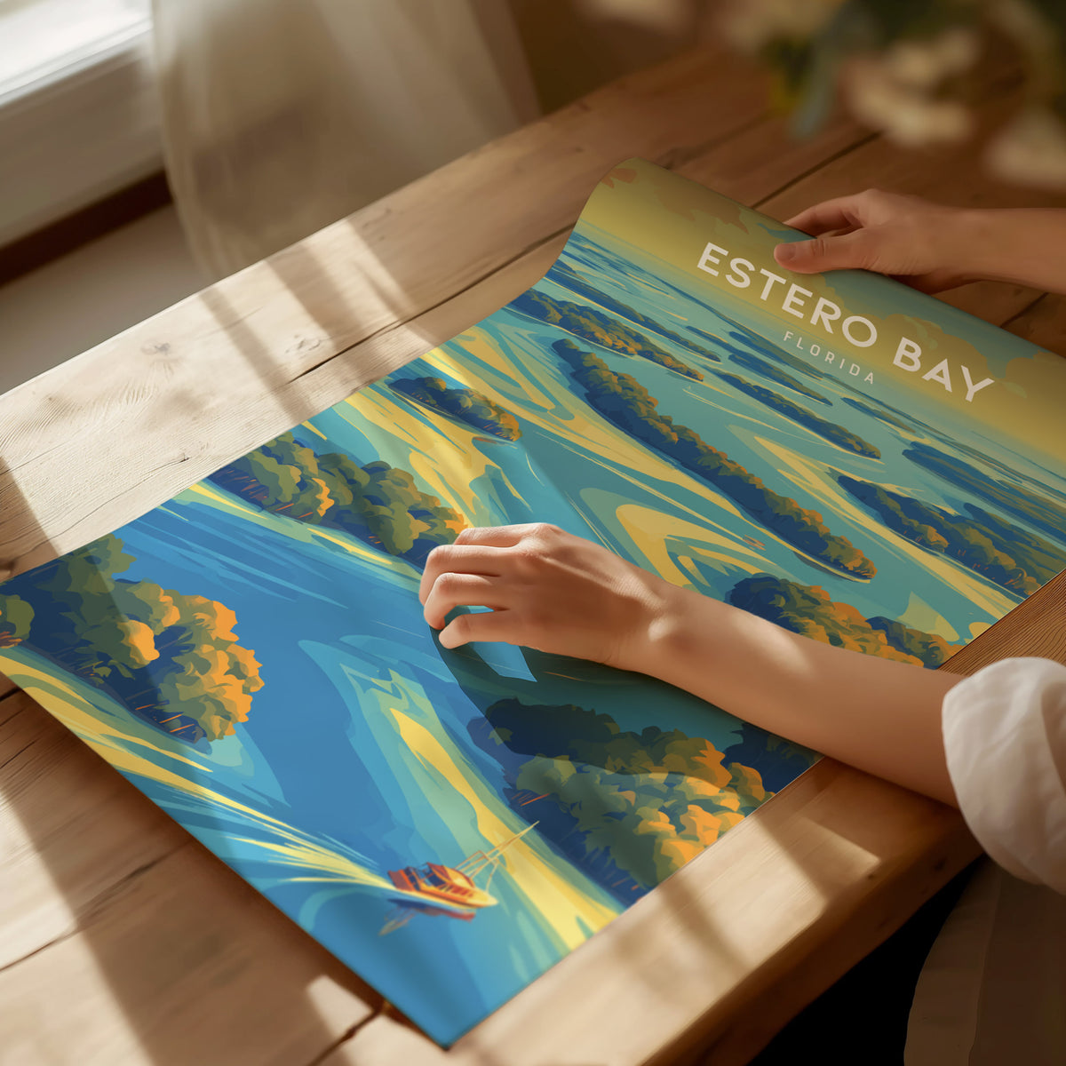 Estero Bay, Florida Poster | Mangroves & Gulf Coast Art Wall Art — giclée print detail on matte paper