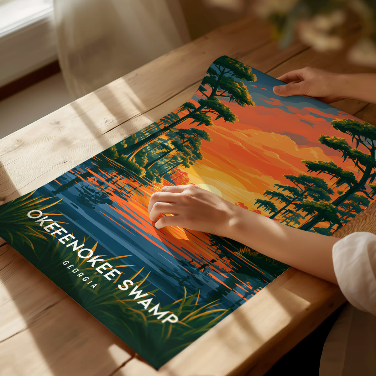 Okefenokee Swamp, Georgia Poster | Coastal Beach Decor Wetland Wildlife Wall Art — giclée print detail on matte paper